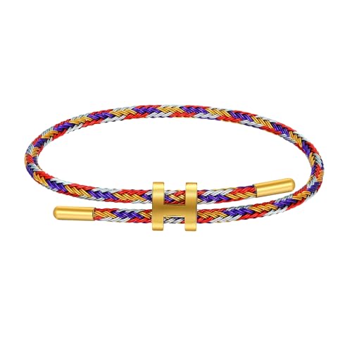 Bracelets for Women Adjustable Charm Bracelet, 18k Gold-plated Buckle Design Titanium Steel Wire Rope Women's Gift Jewelry - color: Multicolour-A