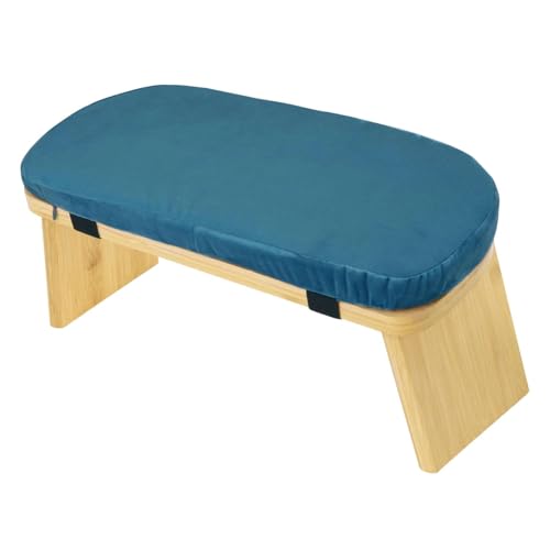 HouseVibe Meditation Bench Kneeling Stool Ergonomic Wood with Soft Cushion, Foldable, Portable Prayer Bench, Meditation Stool- Blue - color: Blue
