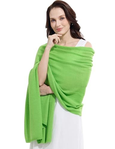 Soft Cashmere Blend Wrap Chic Scarf Stole for Women Wayfarer Travel Extra Large 87"x28" - color: Pea Green