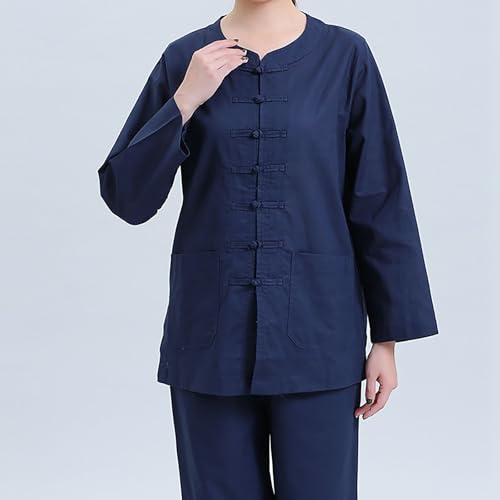 Meditation Clothing Meditation Clothes Suit,Chinese Round Neck Cloths Meditation Cloths Buddha Unisex - color: Blue, size: Medium