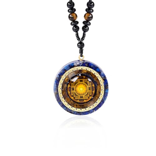 Day Day Up Orgonite Necklace - Sri Yantra Rotatable Pendant For Anti Stress Anxiety & Meditation - Malachite And Tiger Stone For Spiritual Healing & Positive Energy - color: Style 2