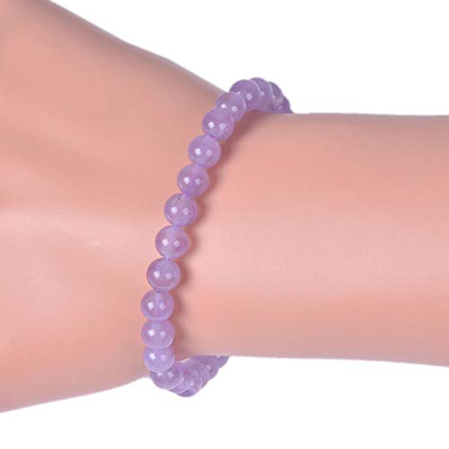 Justinstones Gem Semi Precious Gemstone 6mm Round Beads Stretch Bracelet 6.5 Inch - color: A Grade Lilac Amethyst