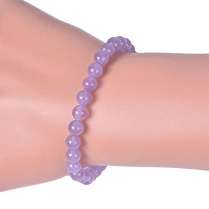 Justinstones Gem Semi Precious Gemstone 6mm Round Beads Stretch Bracelet 6.5 Inch - color: A Grade Lilac Amethyst
