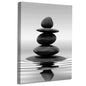 LZIMU Black and White Zen Wall Art Stones in Water Pictures Print on Canvas for Bathroom Yoga Meditation Spa Room Living Room Bedroom Wall Decorations Framed (Zen-1, 12"x18" (30x45cm)) - size: 12.00" x 18.00"