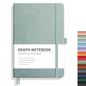 RETTACY Graph Grid Paper Notebook, 192 Pages, A5 Medium Size (5.7'' x 8.3''), 5 Squares per Inch, Leather Hardcover, 100 GSM Thick Paper, for School, Students, Math, Engineering (Blue-gray) - color: Blue-gray, style: Grid