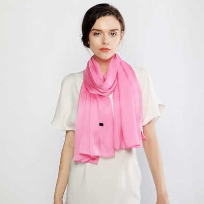 RIIQIICHY Women Shawls and Wraps for Evening Dresses Like Chiffon Silk Scarf Formal Silky Pashmina Shawls for Weddings - color: Pink