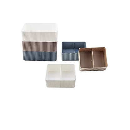 Plastic Home Office Bathroom Storage Box Grid Desktop Sundries Storage Box Makeup (Color : White L) - color: White L