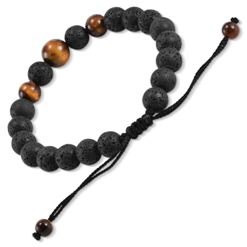 Tigers Eye Bracelets for Men Women Stretch Adjustable Bracelet Natural Tiger Eye Beaded Gemstone Bracelet Handmade Polishing for Spiritual Healing Meditation Yoga - color: Color-9, size: Adjustable Size