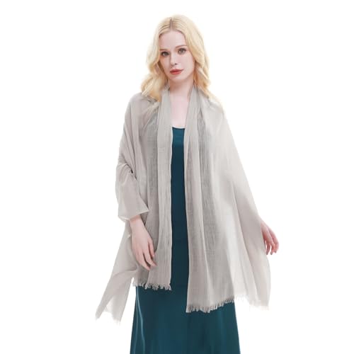 RIIQIICHY Scarf for Women Lightweight Solid Color Long Fashion Gauze Scarves Shawl Wrap - color: Khaki