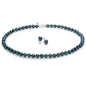 Tahitian Cultured Black Pearl Necklace & Earrings Set | 7.5-8mm Round Exotic Pearls with 925 Sterling Silver Clasp | Luxury Jewelry Gift for Wife/Mom/Girlfriend, 18"+2" Extender - color: Necklace & Earrings