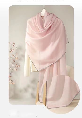 Luxury Cashmere Pashmina Style Shawl - Silk & Wool Blend Scarf, Lightweight Skin-Friendly Wrap - color: Pink