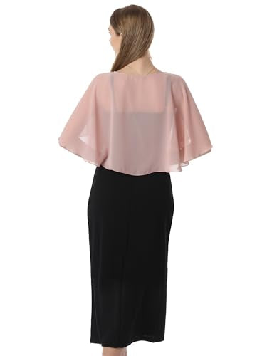 Chiffon Capelet Soft capes Shawls and Wraps for Evening Dress Wedding Cape 1920s shawl accessories for women - color: Blush