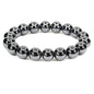 Keleny Semi Precious Stones Natural Gemstones 12mm Round Beads Crystal Stretch Bracelets 7 Inch Unisex - color: Black Hematite