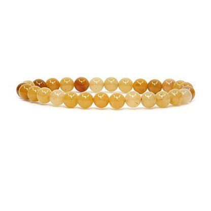 Angelstones Handmade Natural Healing Gemstone 6mm Round Beads Stretch Crystal Bracelet 7 Inch Unisex - color: Multicolor Yellow Jade