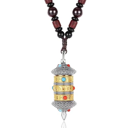 Vivian&CD Good Luck Necklace for Women and Men, Spinner Charm Necklace Luck Amulet Protection Necklace Meditation Prayer Wheel Rotatable Pendant Necklace jewelry for Women and Men - style: prayer wheel