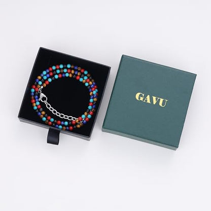 GAVU Beaded Bracelet for Men, Gemstone Necklace for Men Quality Bead Jewelry - style: M
