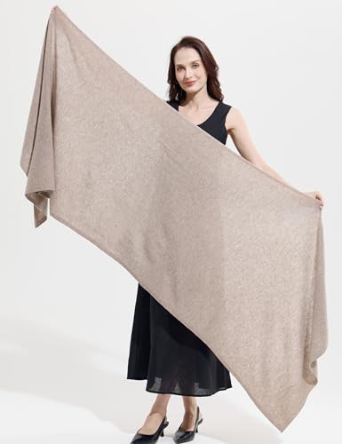 Soft Cashmere Blend Wrap Chic Scarf Stole for Women Wayfarer Travel Extra Large 87"x28" - color: Dark Mottle Camel