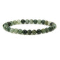 Angelstones Handmade Natural Healing Gemstone 6mm Round Beads Stretch Crystal Bracelet 7 Inch Unisex - color: Dark Green Jade