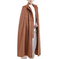 Meditation Prayer Hooded Cloak Long Button Down Unisex Cape Double Layer Warm Medieval Coat Poncho - color: Brown, size: Large