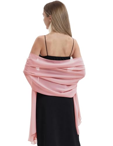 Chiffon Shawls and Wraps for Evening Dresses Women Elegant Soft Scarf Bridal Scarve Wedding Stole - color: Blush, size: One Size