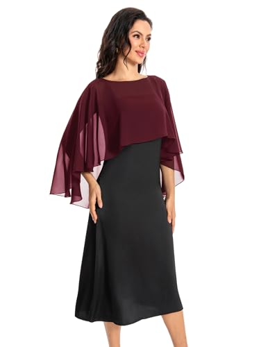Baoqiya Women's Capelet Shawls and Wraps for Evening Dresses Soft Bridesmaid Shawl Chiffon Cape Wedding Cover Up - color: Burgundy