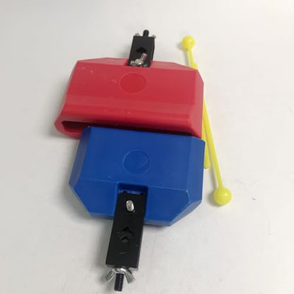 2 Pieces High Pitched Plastic Musical Percussion Instruments Red Block 170×150×50MM & Blue Block 150×120×40MM