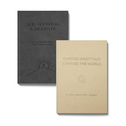 Gratitude Gifted Christian Prayer Journal - Black with 5-Minute Guided Gratitude Journal - Tan for Men & Women