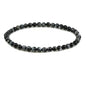 Keleny Gem Semi Precious Gemstones 4mm Round Beads Crystal Stretch Bracelet 7 Inch Unisex - color: Black Hawk Eye Quartz