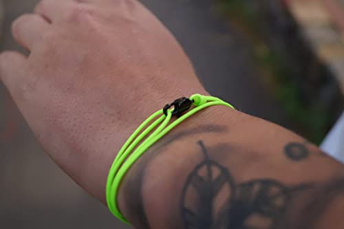 Made by Nami Nautical Rope Bracelet for Men Waterproof & Adjustable Wrap String Bracelets with Snap Hook Gift for Him - color: Neon Green Black