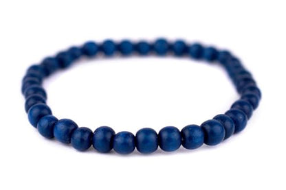 Wood Bead Bracelet - color: Azul Blue, size: Small Beads