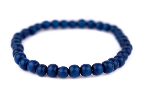Wood Bead Bracelet - color: Azul Blue, size: Small Beads