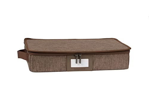 Covermates Keepsakes Zip-Top Storage Box Set, 3 Pack Heavy Duty Polyester Organizer Bins, Stackable Design, ID Window, Reinforced Handles, Closet Home Storage, Brown Heather - color: Brown Heather, size: 15W x 11D x 3H