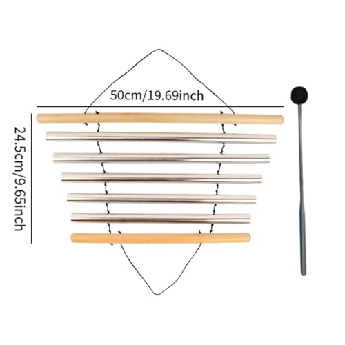 Amagogo Meditation Chime Percussion Bowl Handheld Sound Instrument Tubular Chime Wood Aluminum Material Suitable for Yoga Meditation Relaxation Home, 5 Tones