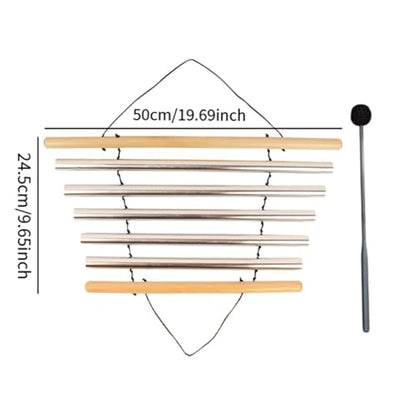 Amagogo Meditation Chime Percussion Bowl Handheld Sound Instrument Tubular Chime Wood Aluminum Material Suitable for Yoga Meditation Relaxation Home, 5 Tones