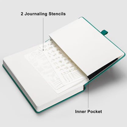 RETTACY Dotted Journal Notebook, 2-Pack, 160 Numbered Pages per Pack, A5 Medium Size (5.7'' x 8.3''), 120 GSM Thick Paper, Leather Hardcover, for Journaling, Planning, Tracking (Cyan & Cyan) - color: Cyan & Cyan, style: Dotted