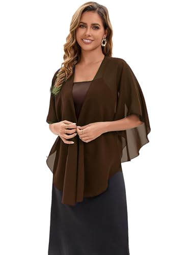 Baoqiya Chiffon Shawl Evening Scarf Shawls and Wraps for Women Wedding Party Bridal Scarves Cover Ups - color: Brown