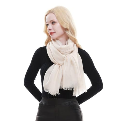 RIIQIICHY Scarf for Women Lightweight Solid Color Long Fashion Gauze Scarves Shawl Wrap - color: Ivory