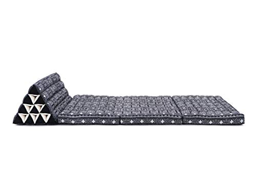 Leewadee 3-Fold Mat XXL with Triangle Cushion – Firm TV Pillow, Foldable Mattress with Cushion Made of Eco-Friendly Kapok, 67 x 31 inches, Black - color: Cbt4 - Black, size: 3 seating segments XL