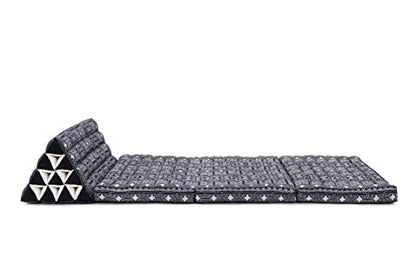 Leewadee 3-Fold Mat XXL with Triangle Cushion – Firm TV Pillow, Foldable Mattress with Cushion Made of Eco-Friendly Kapok, 67 x 31 inches, Black - color: Cbt4 - Black, size: 3 seating segments XL