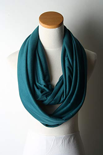 corciova Black Soft Girl Women Infinity Wrap Scarf Stretchy Jersey Knit Sleep Head Circle Scarf Continuous Loop Light Weight - color: 106 Midnight Green