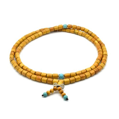 Zen Dear Natural Golden Sandalwood Mexican Bocote Mala Prayer Bead Bracelet Link Wrist Necklace Mala Beads - style: 8mm 108 beads barrel special