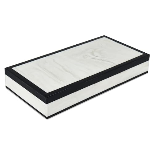 Handicrafts Home Large Decorative Storage Box with Lid – Black White Modern Storage Box, Remote Control Organizer for Coffee Table, Console & Living Room Decor – Mono Court 12 x 6 x 2 - color: MONO-COURT, size: 12 x 6 x 2 Inches