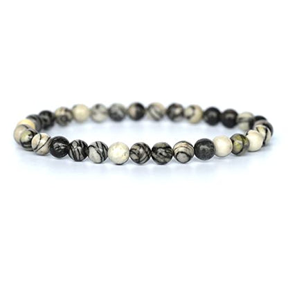 Angelstones Handmade Natural Healing Gemstone 6mm Round Beads Stretch Crystal Bracelet 7 Inch Unisex - color: Picasso Jasper