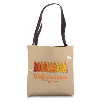 Walk For Peace Meditation Wellness Peaceful Buddhist Monks Tote Bag