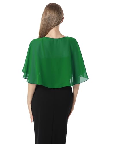 Chiffon Capelet Soft capes Shawls and Wraps for Evening Dress Wedding Cape 1920s shawl accessories for women - color: Green