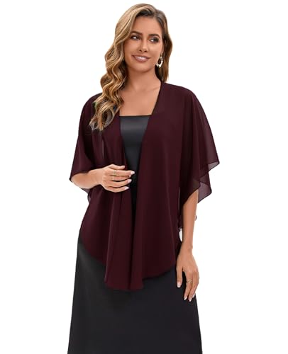 Baoqiya Chiffon Shawl Evening Scarf Shawls and Wraps for Women Wedding Party Bridal Scarves Cover Ups - color: Deep Purple