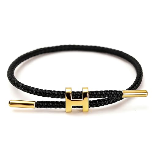 Steel Bracelet Link, Adjustable H-shape Wire Rope Bracelet, Lucky Jewelry with Titanium Buckle for Birthday, Valentine's, Graduation, Fashion Gift for Women, Men, Lovers, Friends - color: black