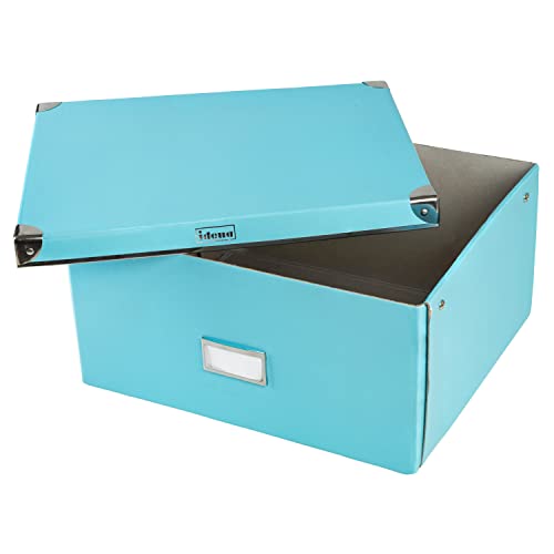 Idena 11009 Storage Box Made of Solid Cardboard Lid Reinforced with Metal Includes Labelling Field Approx. 36 x 28 x 17 cm Turquoise