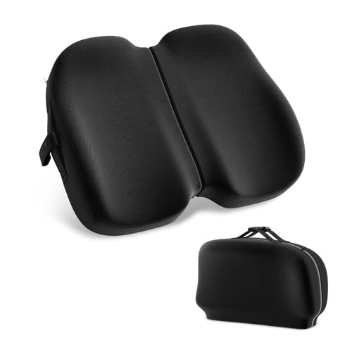 A-Pce Foldable Travel Seat Cushion-with Built-in Handles，Memory Foam Cushions for Relief of Lower Back, Sciatic, Butt and Tailbone Pain-for Home & Office Use, Perfect for Travel or Driving-Black