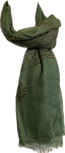Karma Handicrafts Om Meditation Yoga Harye Ram Prayer Scarf Cotton Scarves Nepal - color: Green